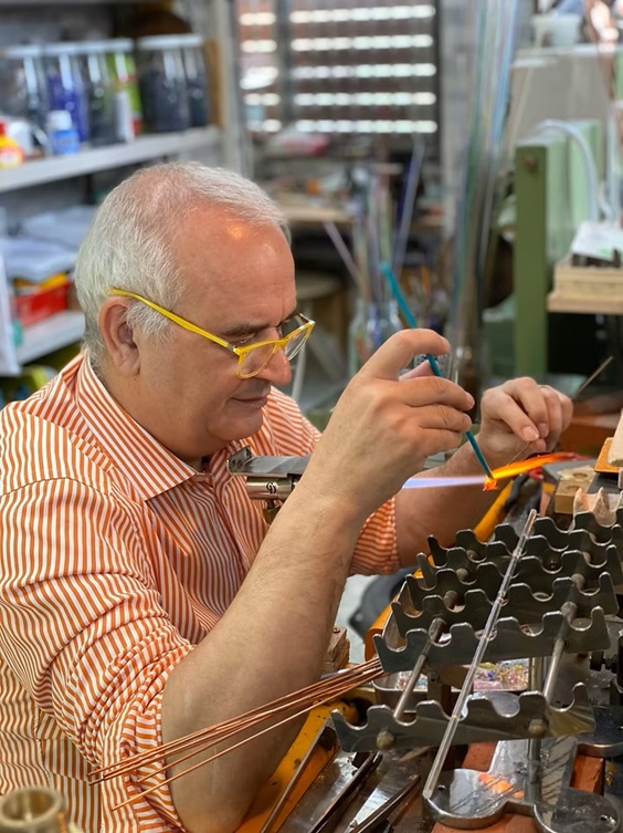 Venetian glass bead making by Maurizio Lotter at Atelier Mauri in Kyoto, Japan