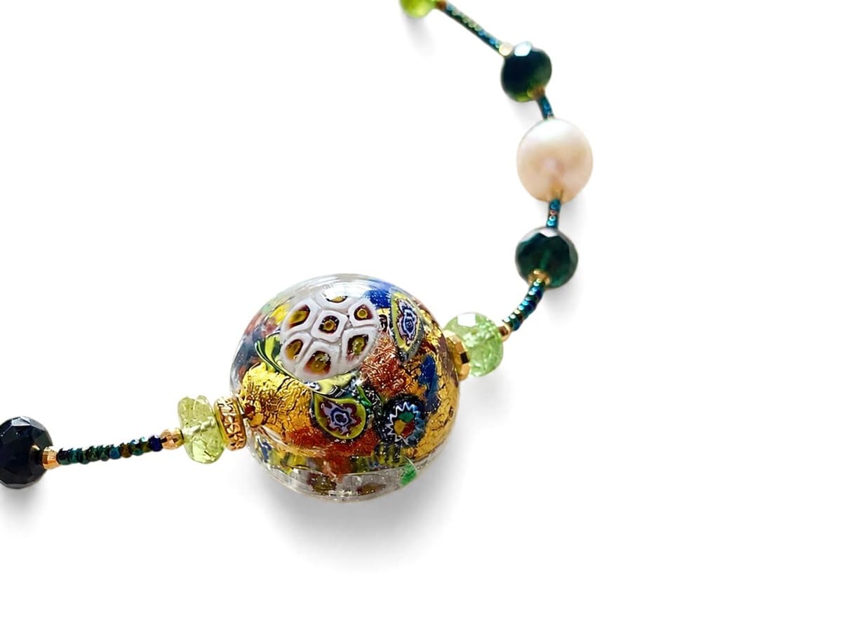 Venetian glass bead necklace handcrafted by Maurizio Lotter 01