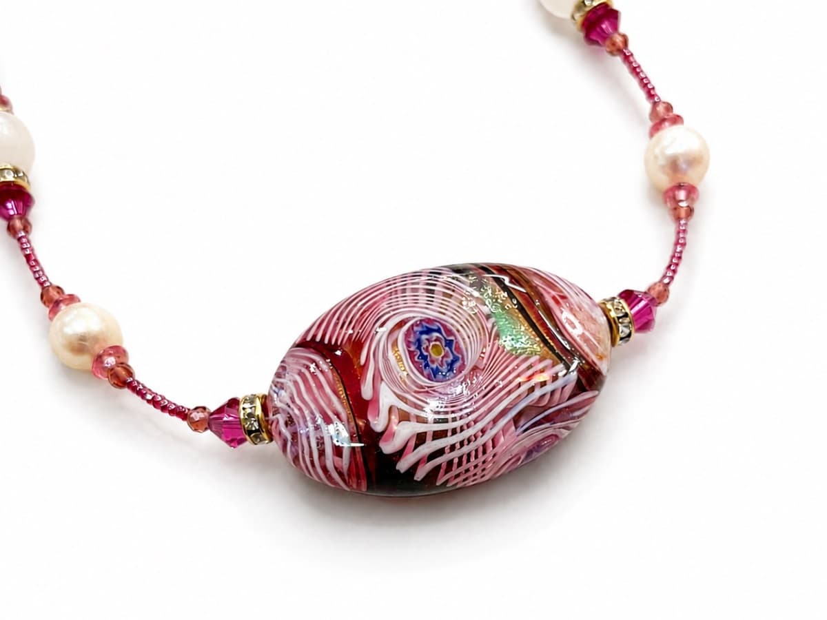 Venetian glass bead necklace handcrafted by Maurizio Lotter 02